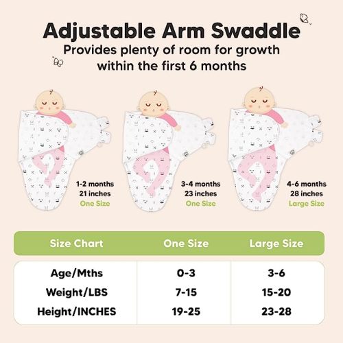 3-Pack Organic Baby Swaddle Sleep Sacks - Newborn Swaddle Sack, Ergonomic Baby Swaddles 0-3 Months, Swaddles for Newborns, Baby Sleep Sack, Baby Swaddle Blanket Wrap, Baby Essentials (Nordic) - One Size