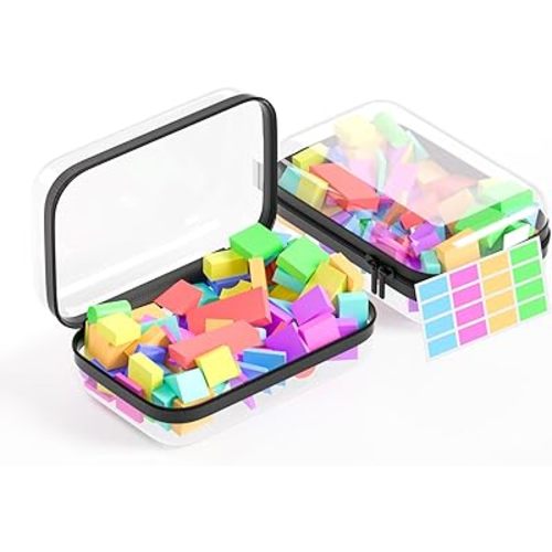 2 Pack Clear Hard Shell Zipper Case, BIiss Plastic Bins for Organizing, Clear Zipper Pouches Makeup Case & Travel Bags for Storage Cosmetics, Puzzles, 7 x 4.3 x 2.4 Inch, Black