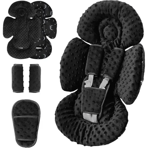 Infant Car Seat Insert Compatible with Mamaroo Swing & Graco Swing and Infant Car Seat, Newborn Insert Baby Head Body Support, Reversible Design, Breathable Soft Fabric, 1Pcs - Dot, Black