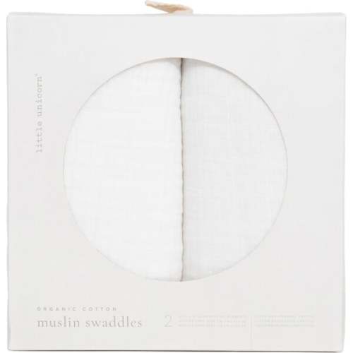 Organic Cotton Muslin Swaddle Blanket Set, White - Little Unicorn | Maisonette