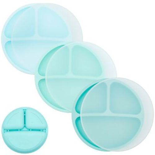 Weesprout Silicone Plates With Lids For Babies & Toddlers, 3-pack