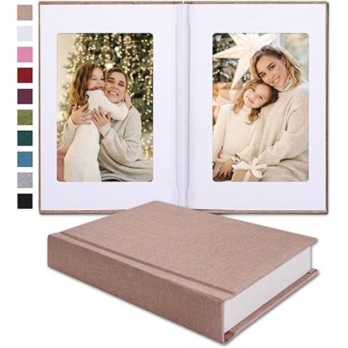 Small 4x6 Photo Album with Writing Space Holds 30 Photos Ideal for Wedding Theme-Album and Baby Photo Album (Beige)