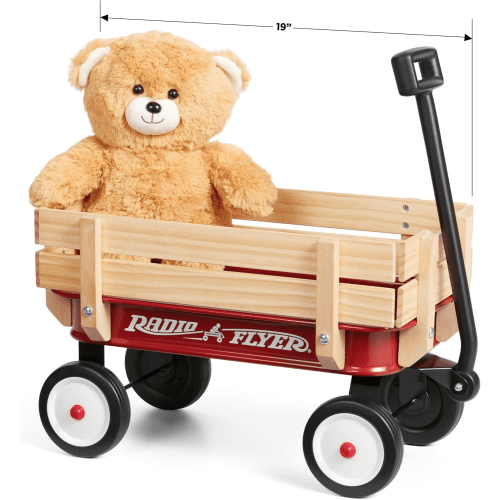 Radio Flyer My 1st Steel & Wood Toy Wagon with Teddy Bear, 19" Long Toy Wagon