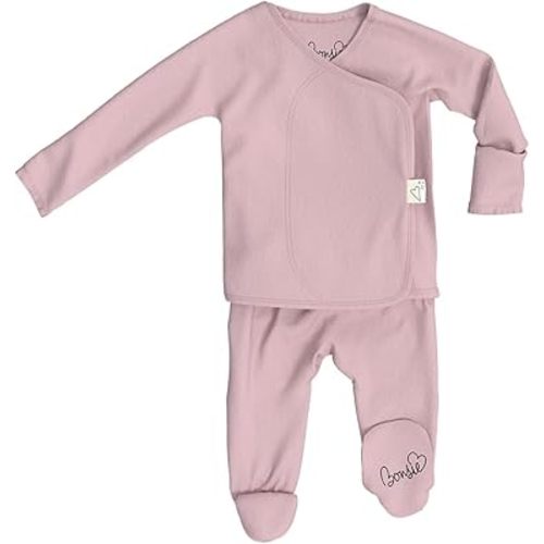 Bonsie Skin to Skin Babywear Footed Bodysuit - Pink Baby One Piece - Peony
