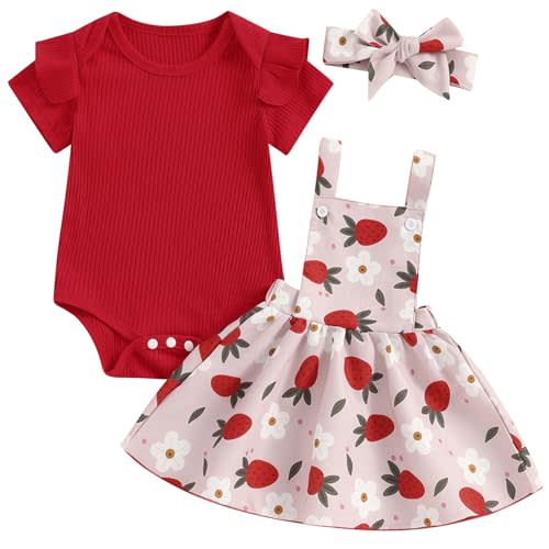 Mubineo Baby Girl Clothes Summer Cute Skirt Outfits Short Sleeve Romper Floral Overall Skirt Dress Infant Newborn Outfit