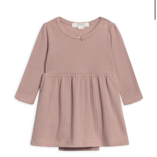 Willa Brushed Back Pointelle Long Sleeve Bodysuit Dress