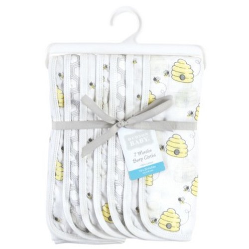 Hudson Baby Unisex Baby Muslin Burp Cloth 7pk, Bees, One Size