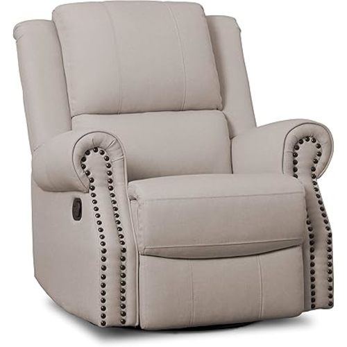 Delta Children Dylan Nursery Recliner Glider Swivel Chair, Flax