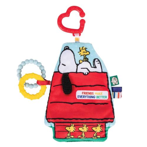 Kids Preferred Peanuts Plush and Sensory Crinkle Teether Toys for Newborn Baby Boys and Girls with On-The-Go Clip for Stroller and Car Seat, 10.5 inches