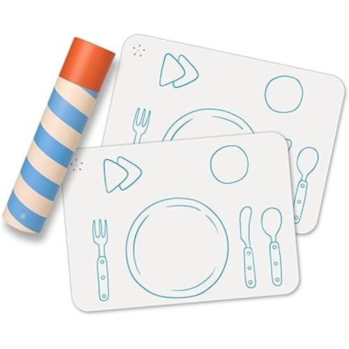 Montessori Placemat for Kids, Silicone Mats for Toddlers, Table Setting Placemats for Children, Non Slip, 16 x 12 inch, Set of 2