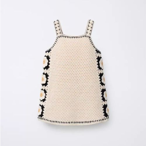 CROCHET FLOWER KNIT DRESS - Ecru / Black | ZARA United States