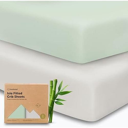 KeaBabies 2-Pack Baby Crib Sheets for Boys, Girls - 52x28 Viscose Derived from Bamboo Toddler Bed Sheets Neutral, Fitted Crib Mattress Cover for Standard Baby Bedding, Soft & Cozy (Sage)
