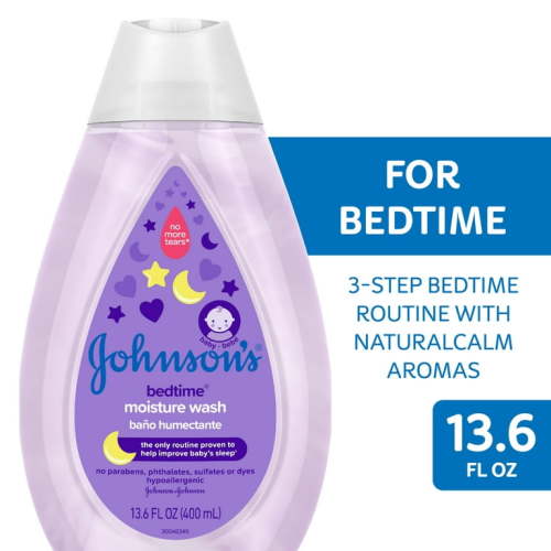 Johnson's Bedtime Tear-Free Baby Moisture Bath Body Wash with Soothing Aromas, 13.6 oz