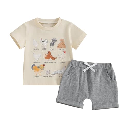 Ursobutegl Toddler Baby Boy Summer Clothes Country Farm Short Sleeve Western T-Shirt Tops Jogger Shorts Set