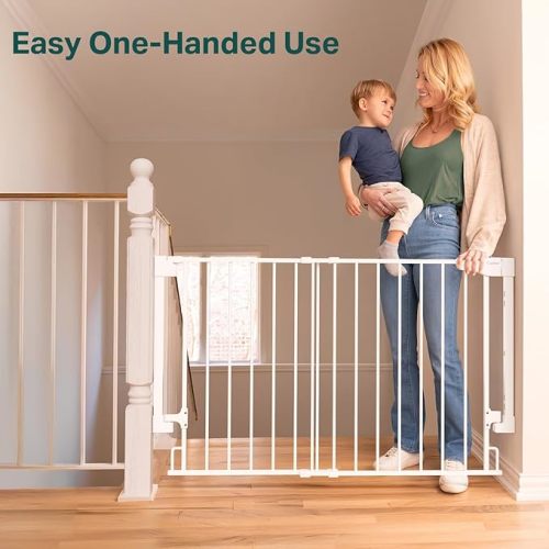 Cumbor No Bottom Bar Baby Gate for Stairs (Top), White