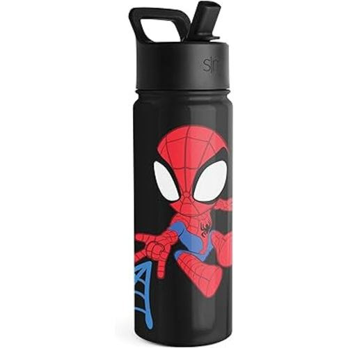 Simple Modern Spiderman Kids Water Bottle with Straw Lid | Marvel Insulated Stainless Steel Reusable Tumbler Gifts for School, Toddlers, Boys | Summit Collection | 18oz, Spidey Kid