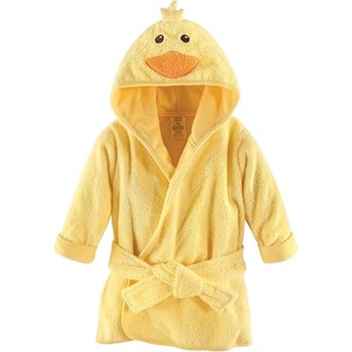 Luvable Friends Unisex Baby Cotton Animal Face Bathrobe, Duck, One Size