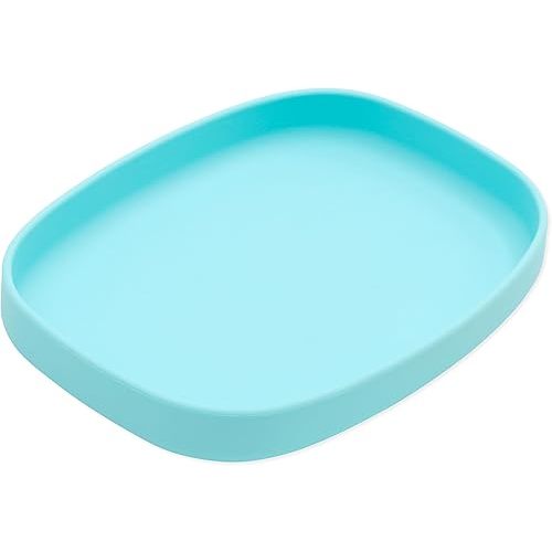 Bumkins Toddler and Baby Suction Plate, Silicone Grip Dish Large Tray for Big Kids, Fits Most Highchairs, Essential Children Feeding Supplies, Non Skid Sticky Bottom, Platinum Silicone, Blue