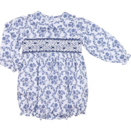 Navy Floral Smocked Rosette Bubble – Cecil & Lou