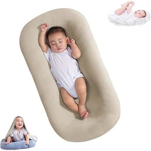 Baby Lounger for Newborn, Bonic Desgin Infant Lounger for Home and Travel, Newborn Babies Essentials Gifts (Apricot)