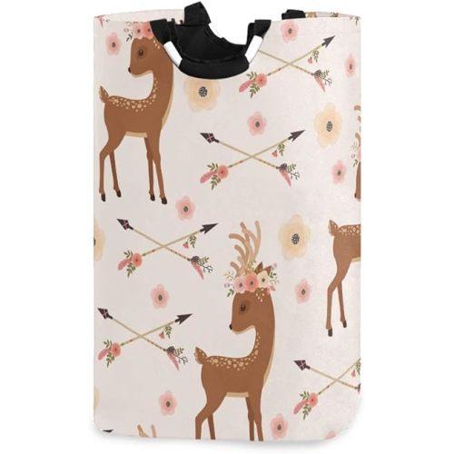 senya Deer with Flower Arrows Large Storage Basket Collapsible Organizer Bin Laundry Hamper for Nursery Clothes Toys