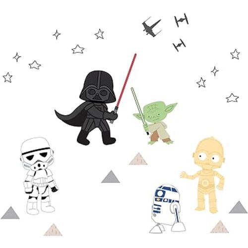 Lambs & Ivy Star Wars Classic Wall Decals - Yoda, Darth Vader, R2-D2, C-3PO