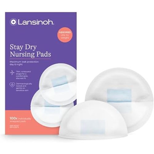 Lansinoh Stay Dry Disposable Nursing Pads, 100 Count