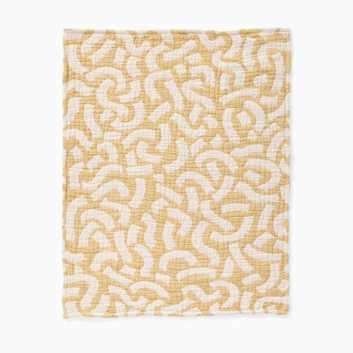 Yellow Sprinkled Waves Baby Blanket