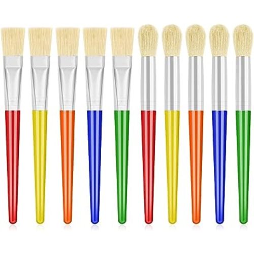 Anezus Large Chubby Paint Brushes Round and Flat Preschool Paint Brushes for Washable Paint Acrylic Paint For Toddler , 10Pcs