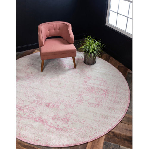 Fawe Oriental Pink/Ivory Area Rug