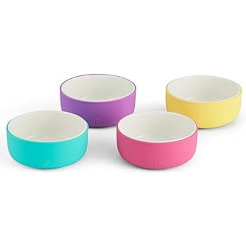Elk and Friends Kids Porcelain Bowls with Silicone Sleeve | Kids/Toddler/Baby Feeding | Microwave & Dishwasher Safe | Non slip | Cereal/Soup/Snack Dishes & Dinnerware