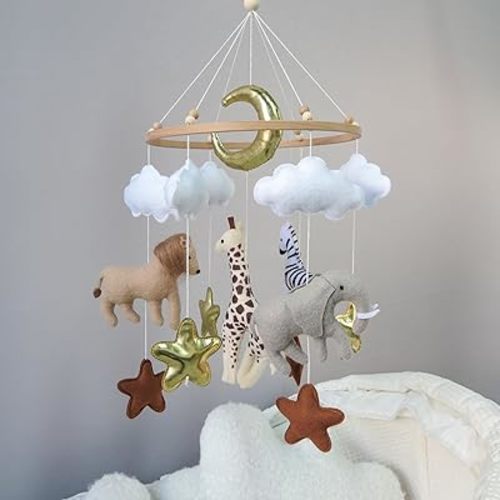 Jungle Crib Mobile for Boys & Girls, Safari Baby Mobile for Crib, Africa Safari Nursery Mobile Handmade