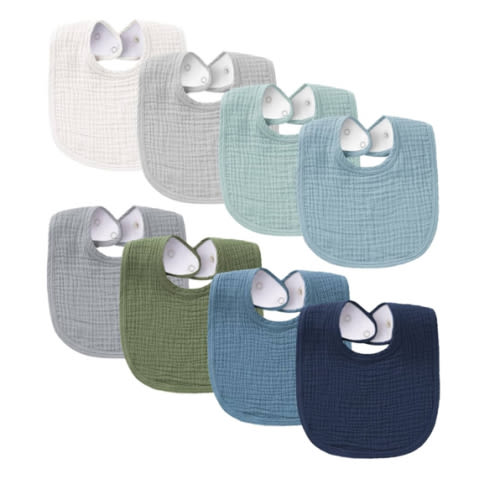Konssy Muslin Baby Bibs 8 Pack Baby Bandana Drool Bibs Cotton for Unisex Boys and Girls, Soft Absorbent Set for Teething and Drooling