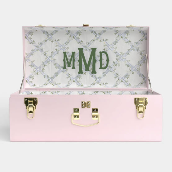 Petite Trunk - Pink - Timeless Trellis / Embroidery