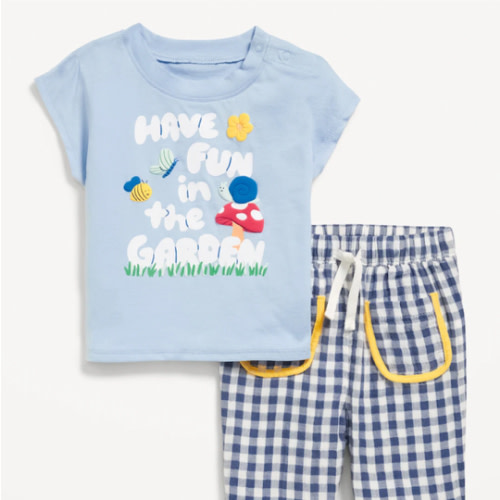 Short-Sleeve Graphic T-Shirt and Pants Set for Baby