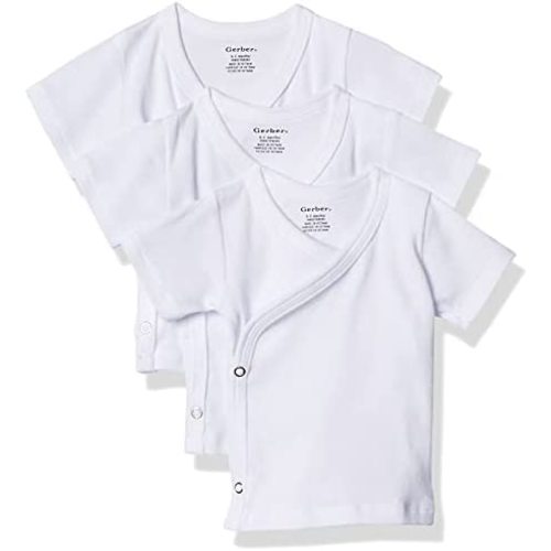 Gerber Baby Girls' 3-Pack Short-Sleeve Side-Snap Shirt