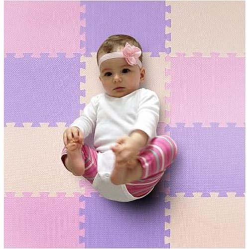 MioTetto Foam Floor Tiles for Kids - Non-Toxic Soft Comfortable Baby Play Mat, Thick Tummy Time Mat, Interlocking Foam Tiles for Development & Crawling, Soft Cushioned Play mat for Babies 6-12 Months