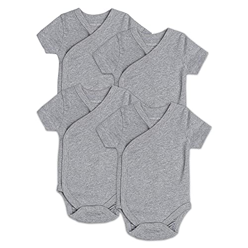 Baby Side Snap Bodysuit Set, 100% Cotton Boy Girl Unisex Kimono Onesie, 4 Pack