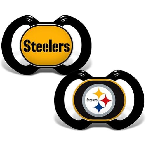Baby Fanatic NFL Pittsburgh Steelers 2-Pack Pacifiers, One Size, Team Color