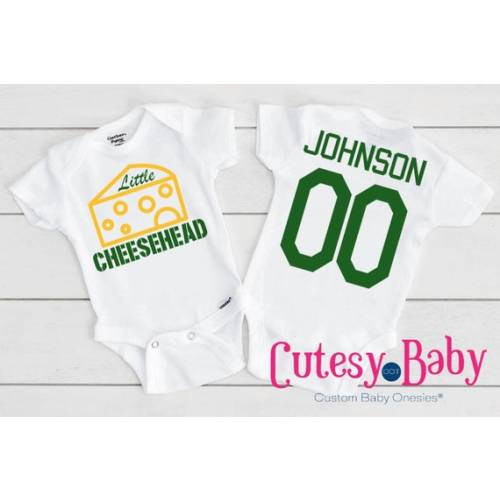 Green Bay Packers Baby Onesie® Little Cheese Head Front & - Etsy