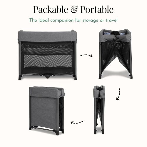 Evolur Zane Portable Baby Playard | On The Go- Instant Fold Playard, with Removable Mattress Cover & Zipper Full Bassinet