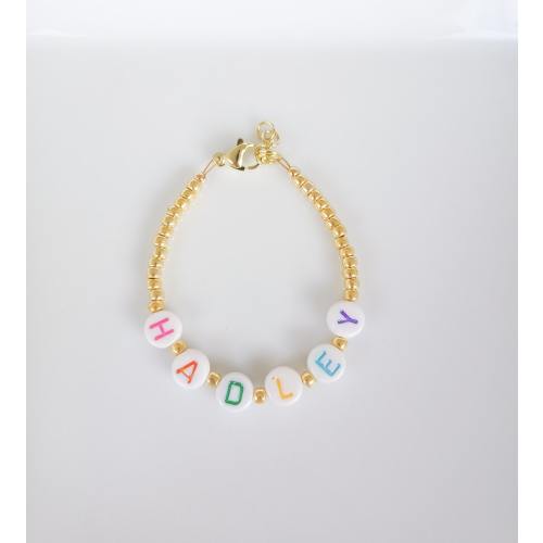 Rainbow Letter Name Bracelet- Baby bracelet- personalized bracelet- toddler bracelet- baby gifts- custom bracelet- gold lettering