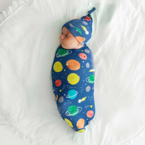 Sleepy Galaxy Bamboo Viscose Swaddle + Hat Set