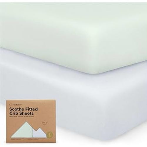 2-Pack Organic Crib Sheets for Boys, Girls - Jersey Fitted Crib Sheet, Baby Crib Sheets Neutral, Crib Mattress Sheet, Cotton Crib Sheets, Breathable Crib Sheet, Baby Mattress Sheets (Cove)