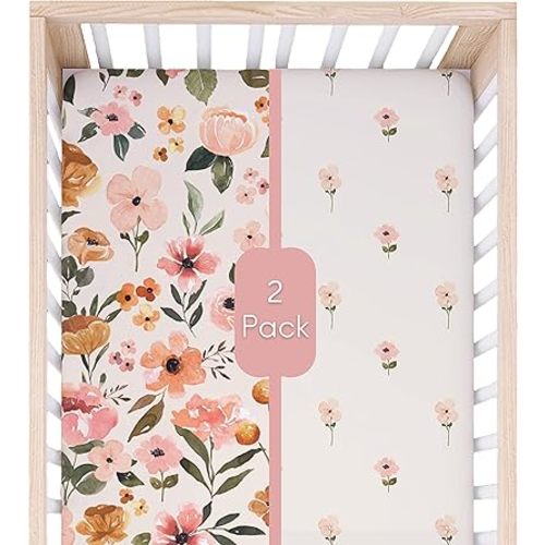 Crib Sheets Set - Premium and Ultra Soft Cotton Blend Fitted Baby Crib Sheet- 2 Pack- Crib Bed Mattress & Toddler Bed Sheet by Max&So