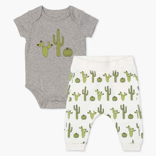 M+A by Monica + Andy Organic Cotton Gender Neutral First Moves Bodysuit + Groove Pant Set, Sizes Newborn -18 Months