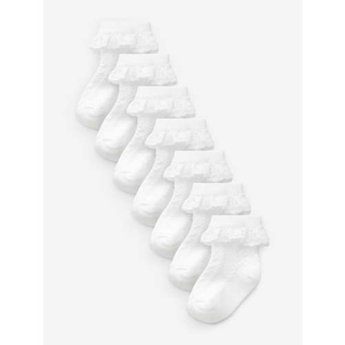 White Lace Baby Socks 7 Pack (0mths-2yrs)