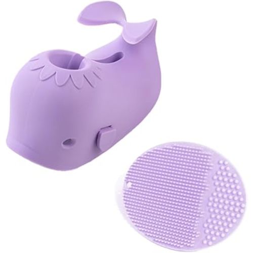 Bathtub Faucet Cover with Cradle Cap Brush, Baby Bath Spout Cover Baby Scrubbies Exfoliating and Massaging Brush(Purple)