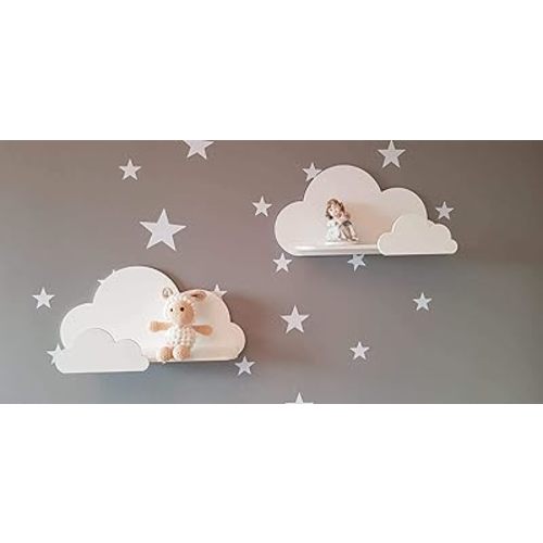 BugyBagy Trend Lab Cloud Wall Shelf Set – Stylish Set of 2 Floating Shelves for Kids' Room, Nursery, & Playroom – Perfect for Books, Toys, and Decor