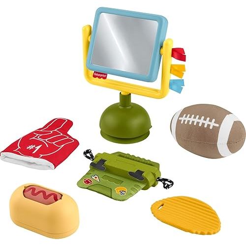 Fisher-Price Baby Toys Mini Me Moments Tiny Tailgater Set, 6 Sports-Themed Sensory Activities for Newborns Ages 3+ Months